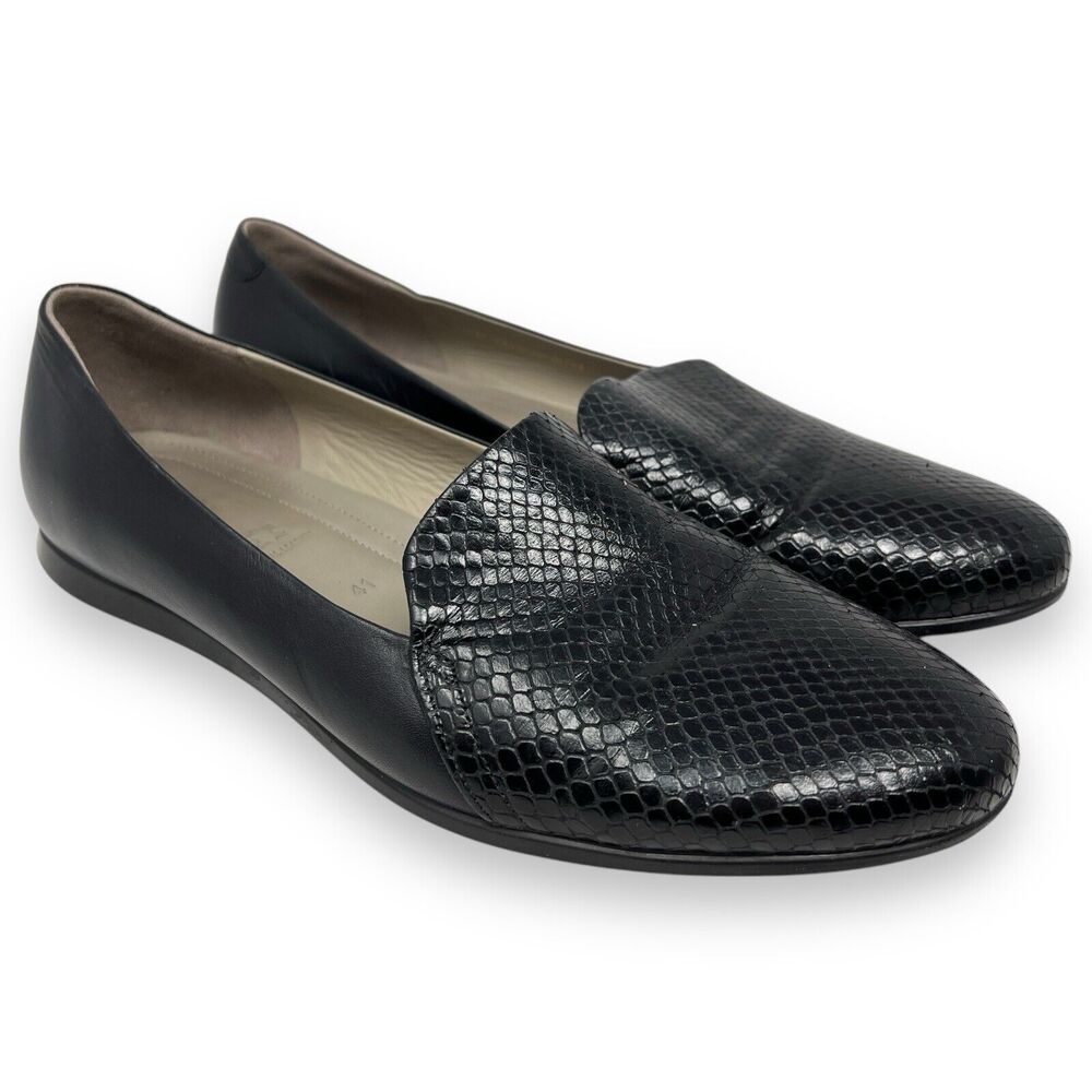 ECCO Touch Ballerina 2 Black Slip On Snakeskin Scale Loafers Women’s 41 US 10.5
